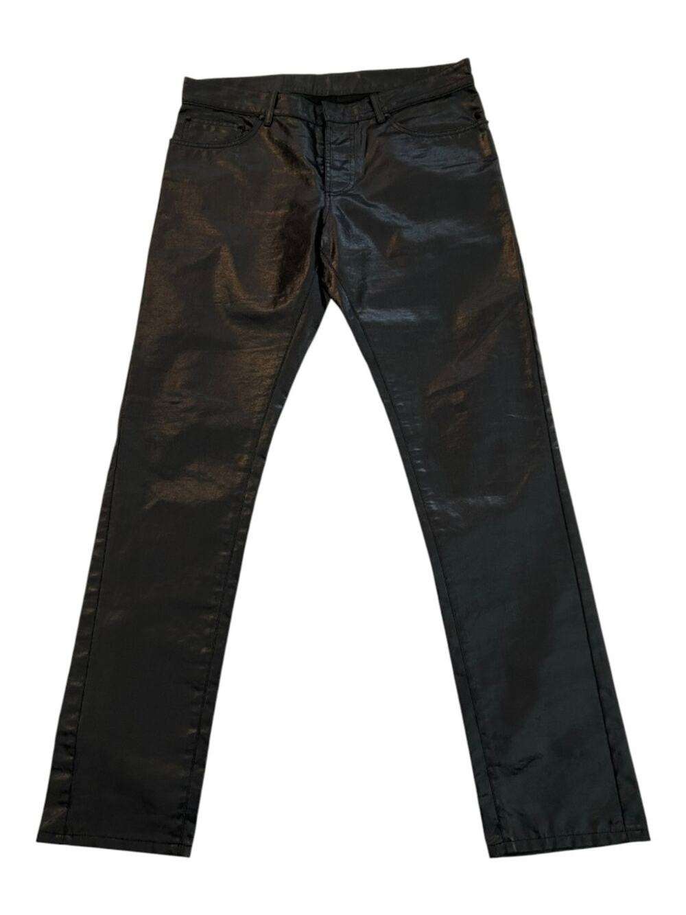 Balenciaga Straight Leg Jeans Black Waxed Coated Denim 2012 Size 34